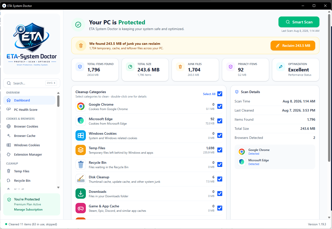ETA System Doctor dashboard